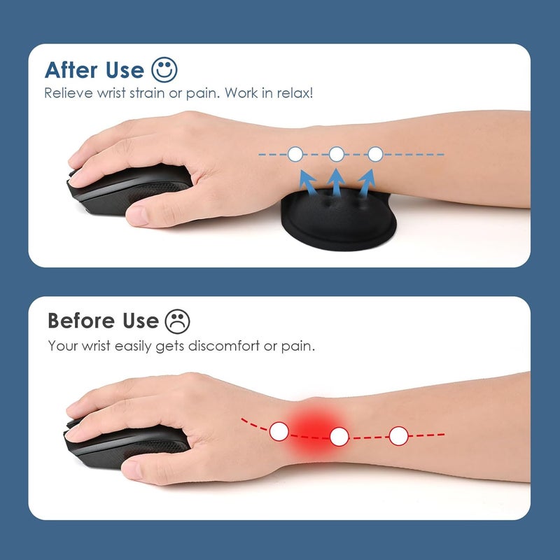Vankey Mouse Wrist Rest, Desk Wrist Pad for Mouse, Comfortable Computer Mouse Wrist Support, Ergonomic Wrist Rest with Memory Foam Fillings, Non-Slip Base (Black) - Image 3